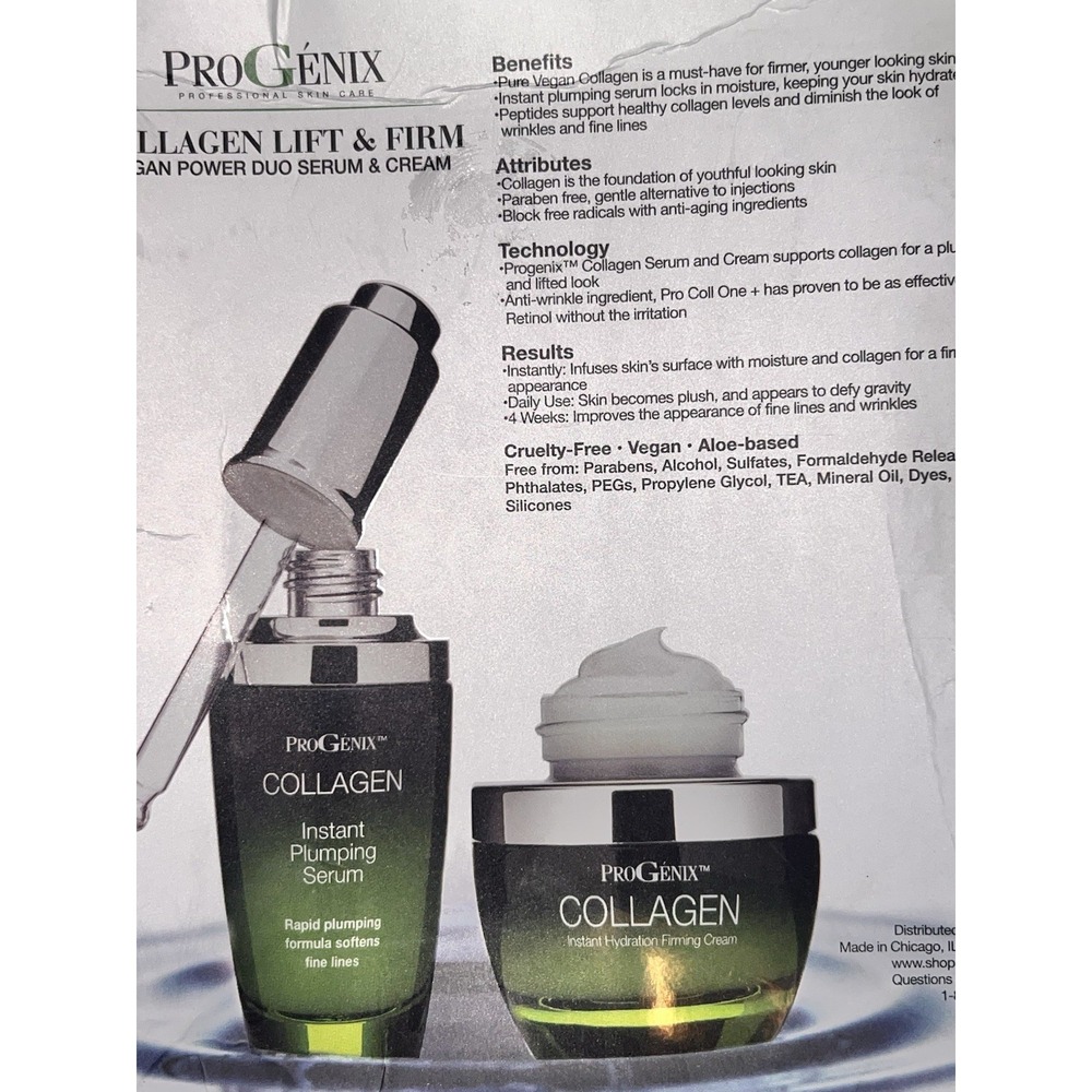 ProGenix Collagen Lift & Firm Vegan Power Duo Serum & Cream Set 1oz Each
